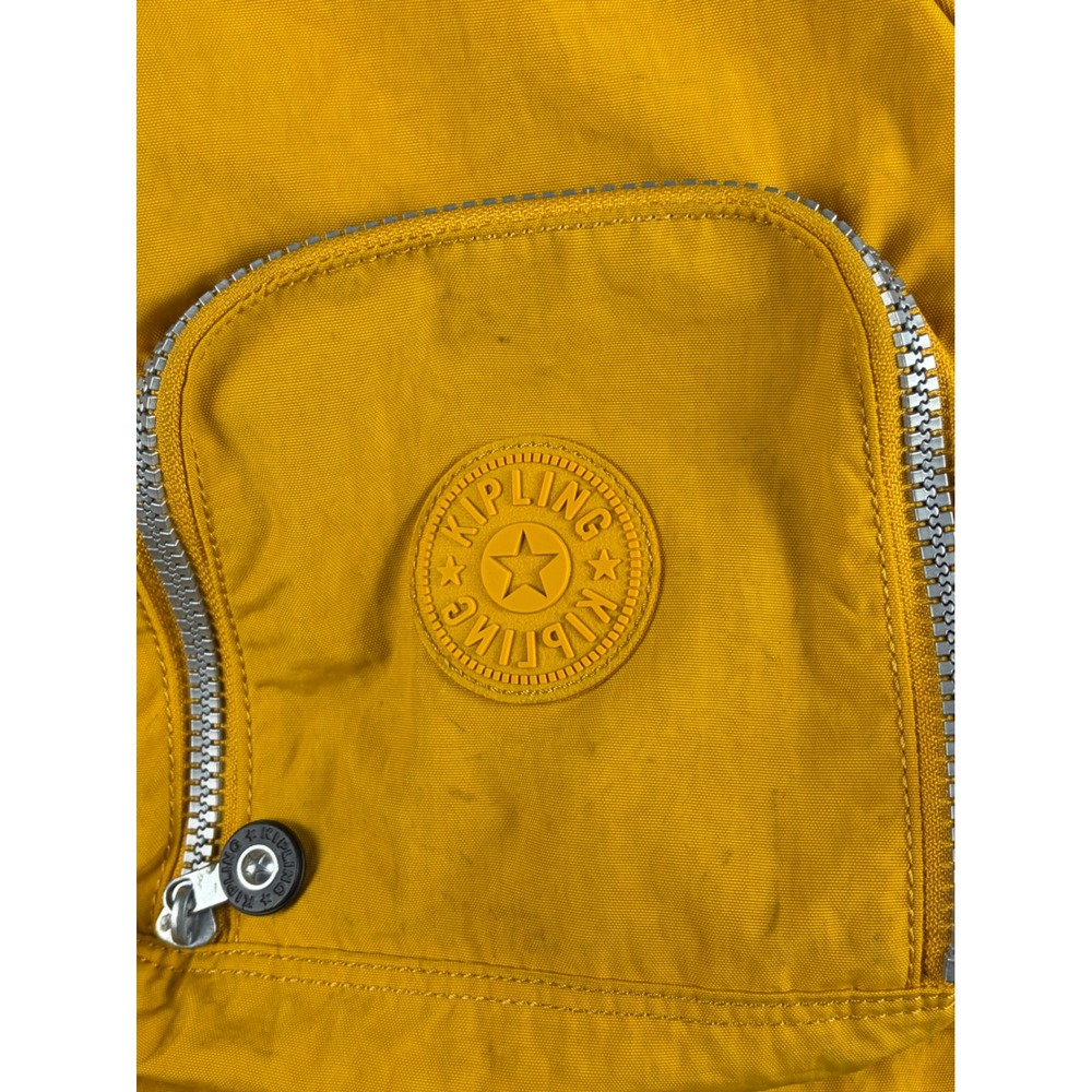 Kipling Seoul Small Backpack Yellow Crinkle Nylon Bookbag BP4414-2WY w Keychain - Picture 3 of 8